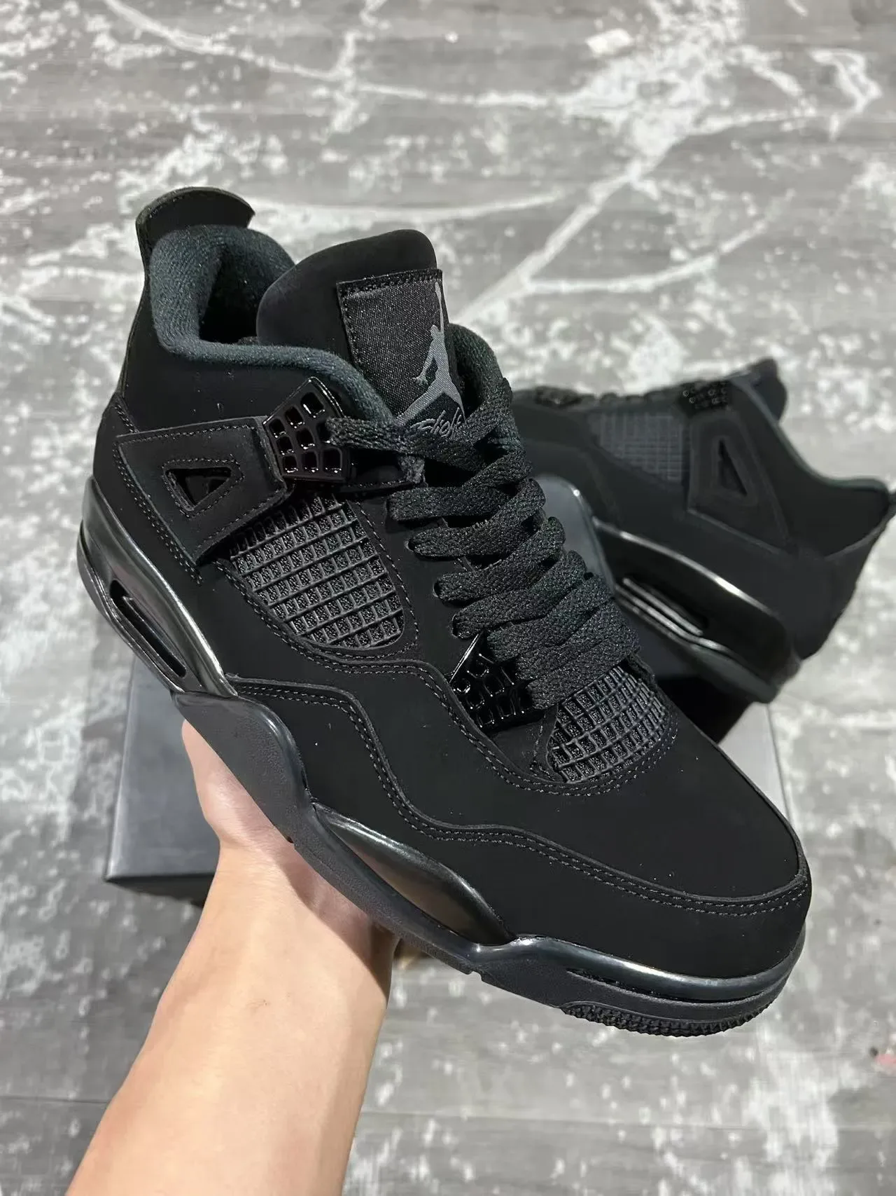 Air Jordan 4 Monochrome Noir Chaussures de Basketball 2