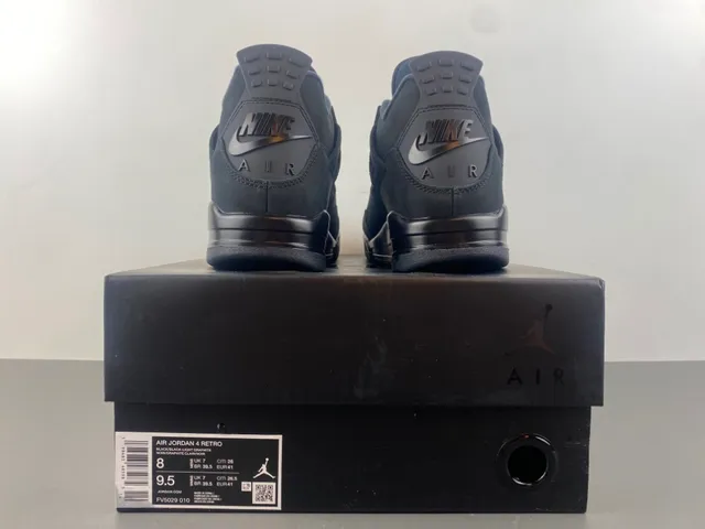 Air Jordan 4 Monochrome Black Basketball Shoes 17