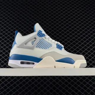 Air Jordan 4 Off-White and Royal Blue Basketball Shoes