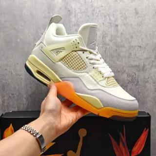 Air Jordan 4 Off-White Cream Gray Orange 篮球鞋