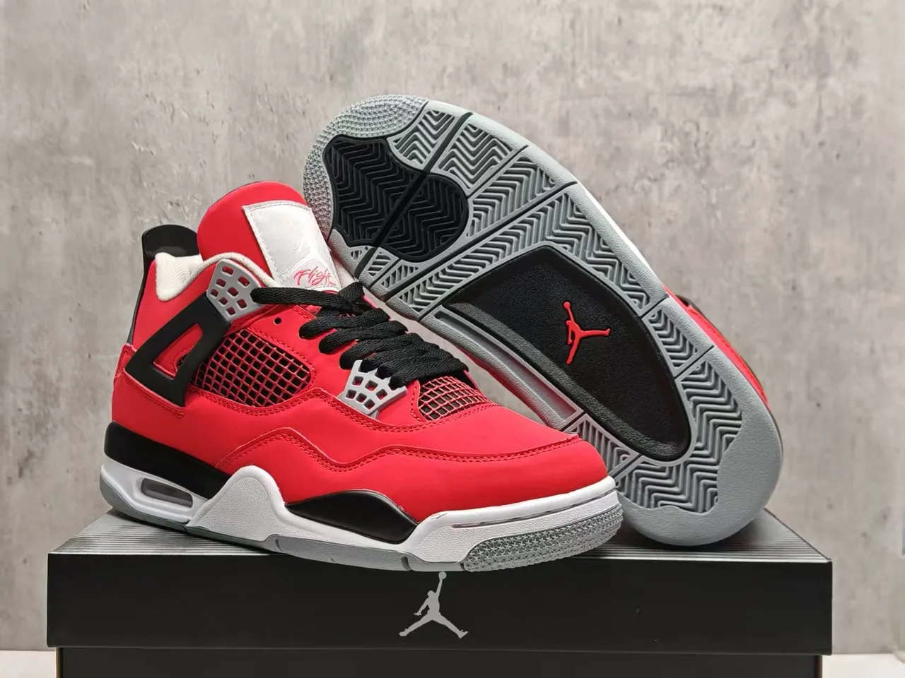 Air Jordan 4 Red Black White Basketball Shoes 2