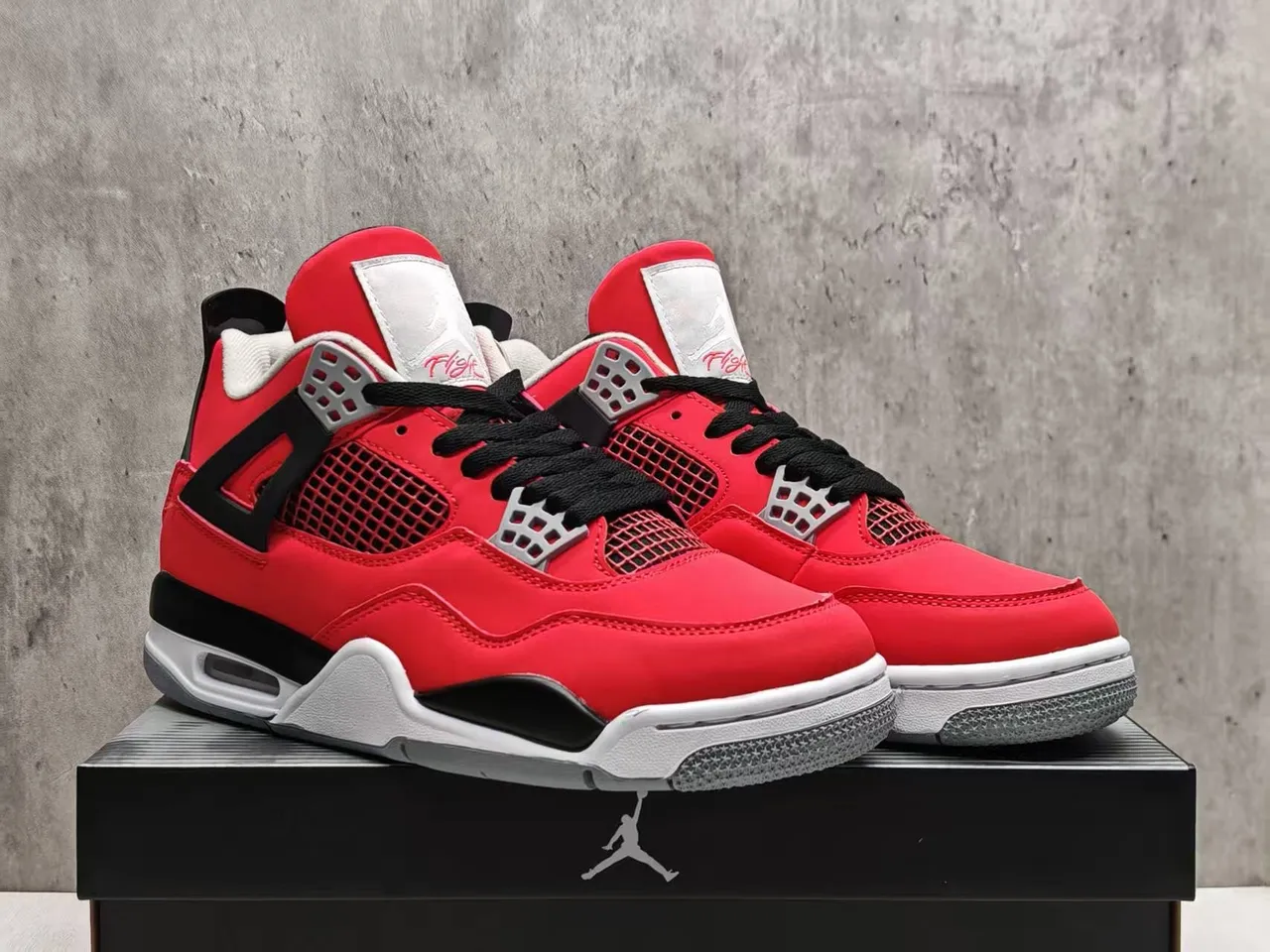 Air Jordan 4 Red Black White Basketball Shoes 9
