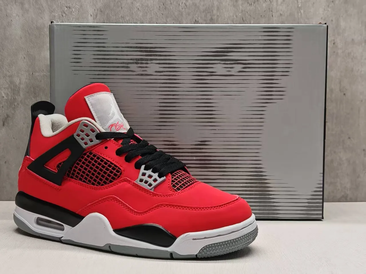 Air Jordan 4 Red Black White Basketball Shoes 10