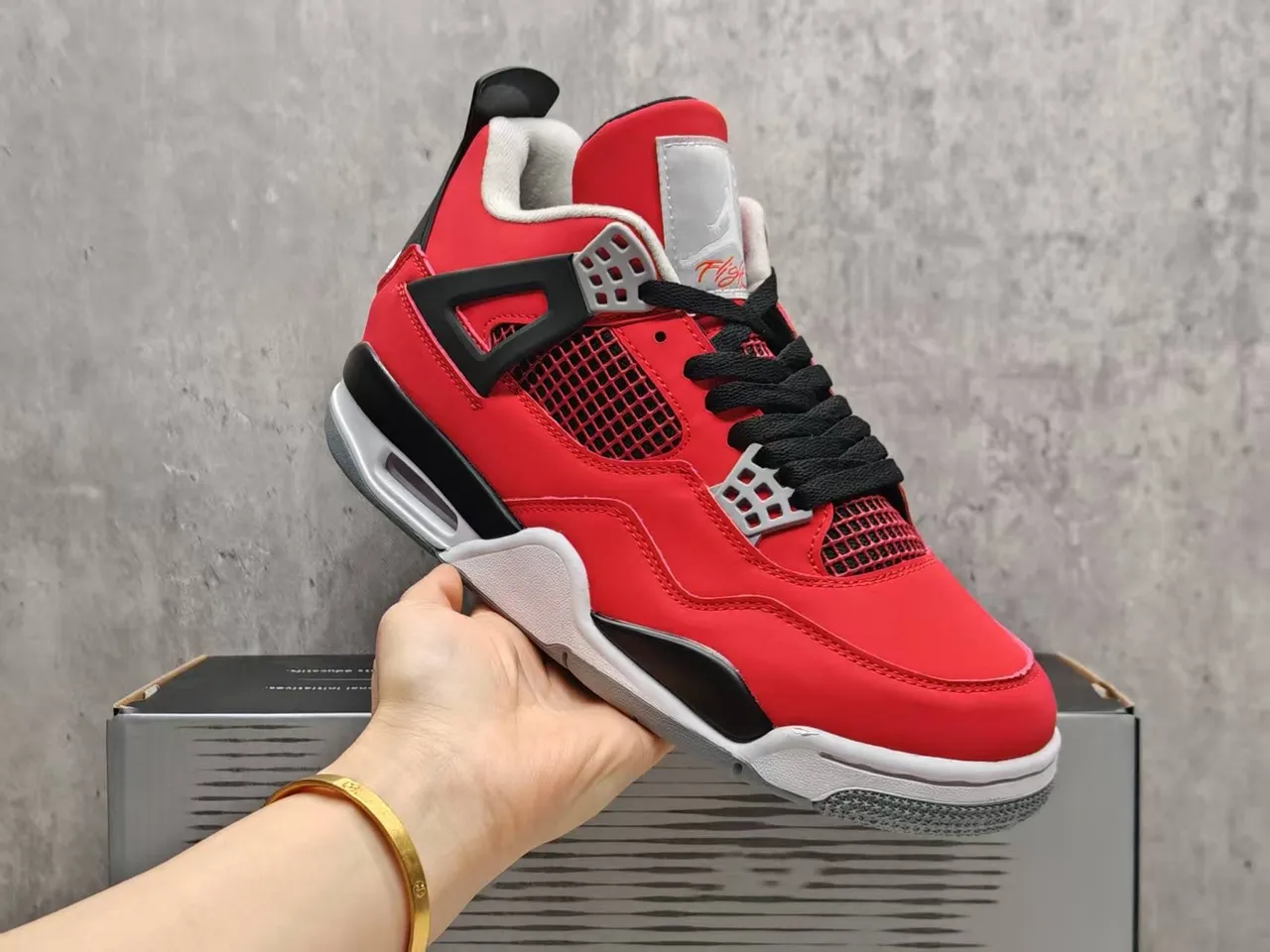 Air Jordan 4 Red Black White Basketball Shoes 7