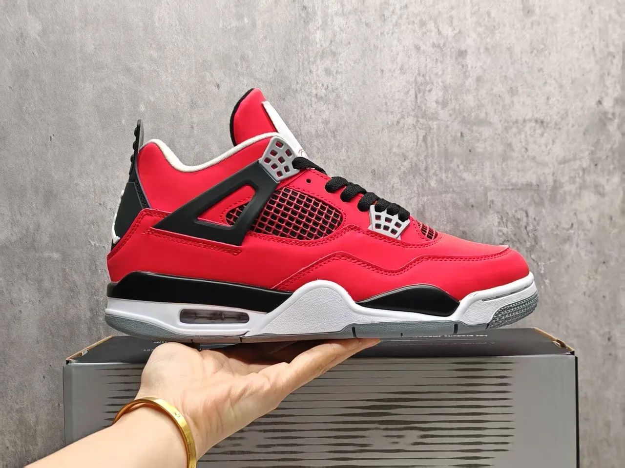 Air Jordan 4 Red Black White Basketball Shoes 8
