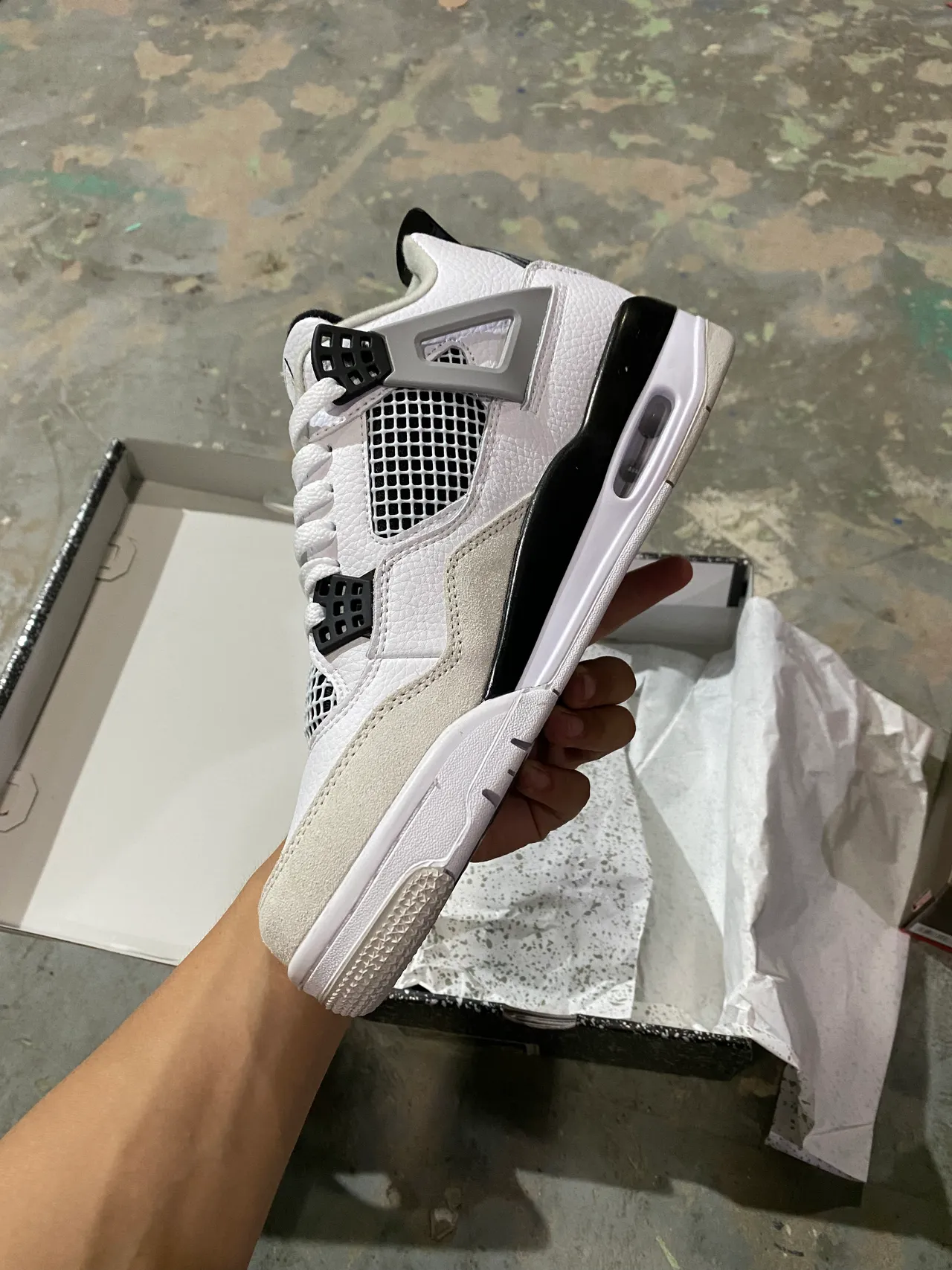 Air Jordan 4 White Black Cement Grey Basketball Shoes 4