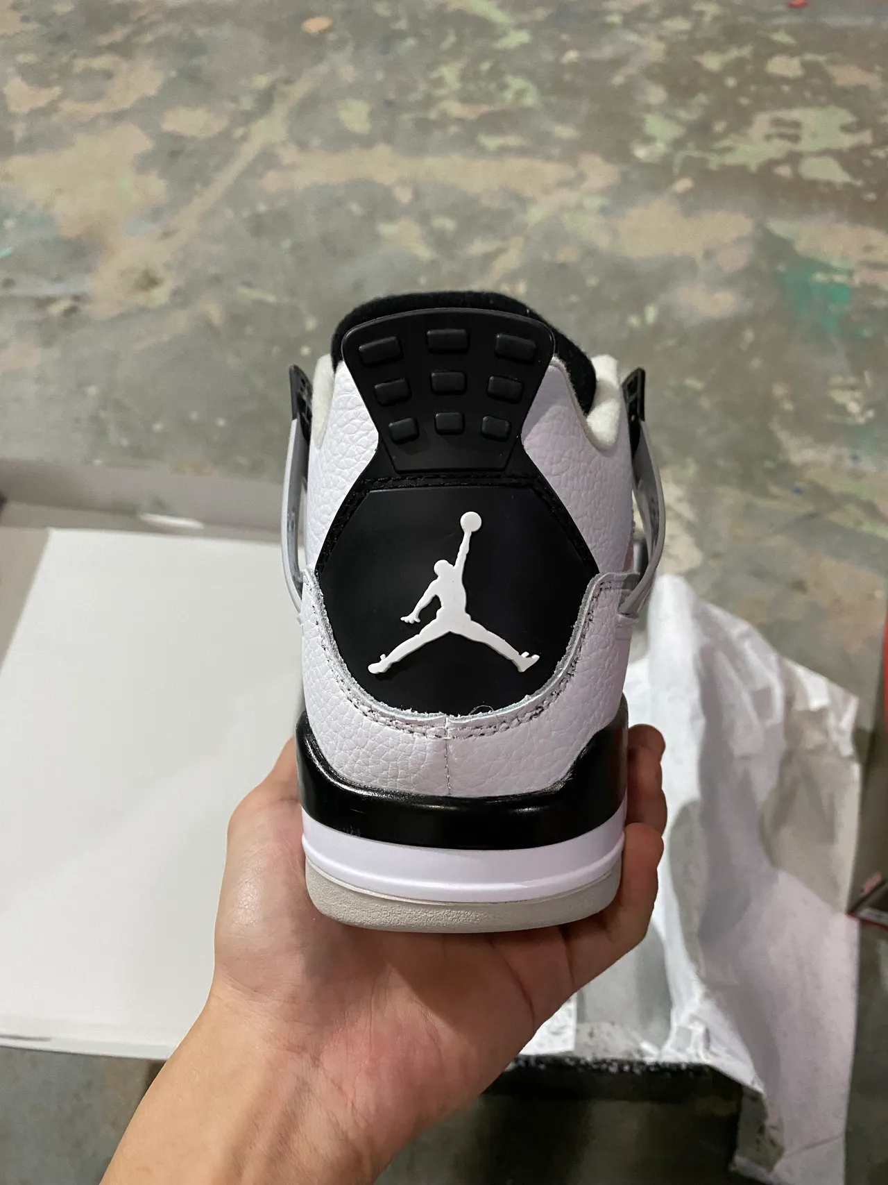 Air Jordan 4 White Black Cement Grey Basketball Shoes 6
