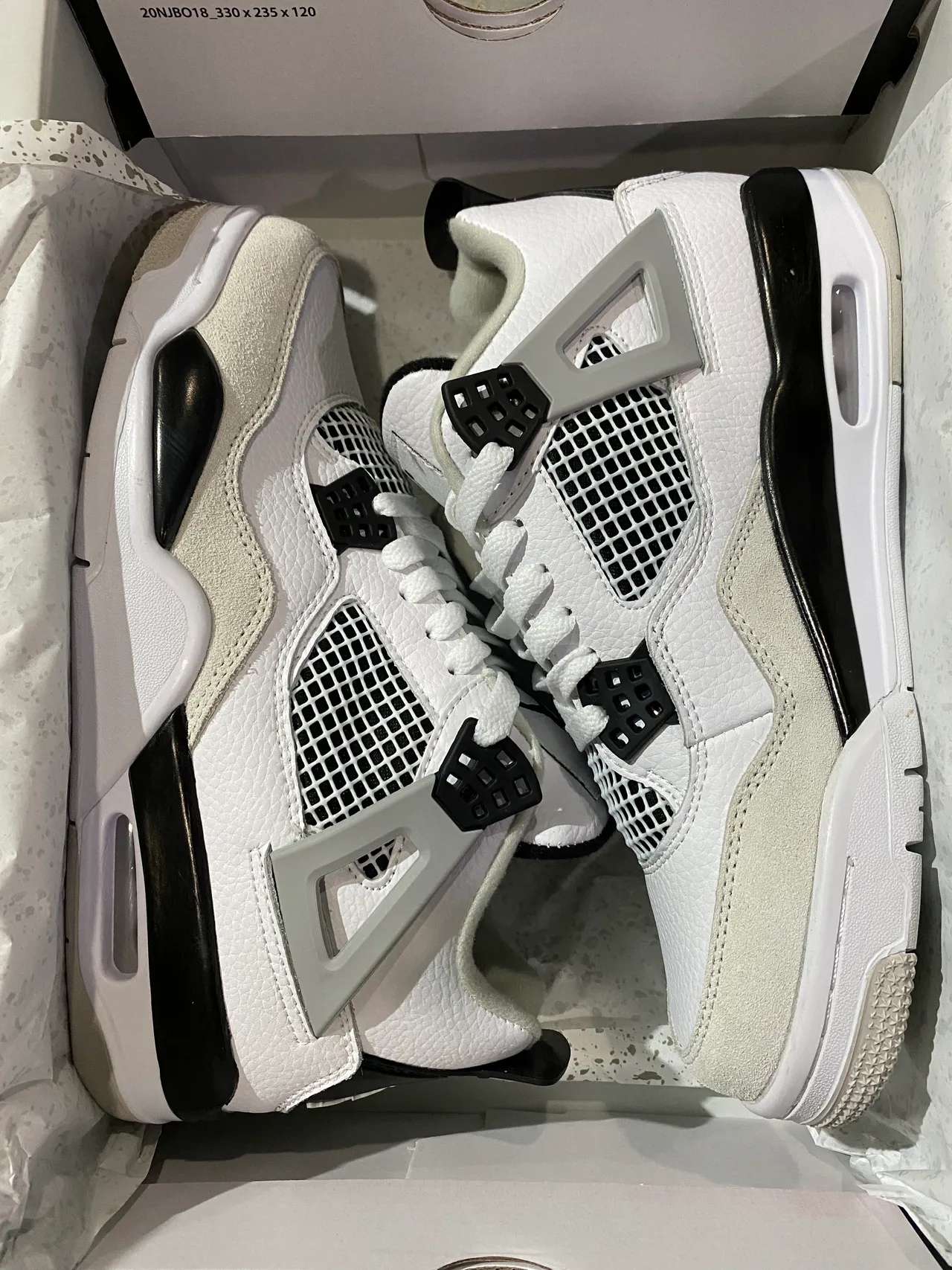 Air Jordan 4 White Black Cement Grey Basketball Shoes 7