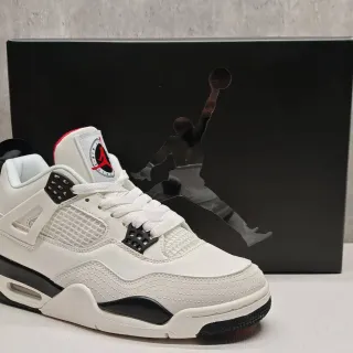 Air Jordan 4 White Black Red Basketball Shoes