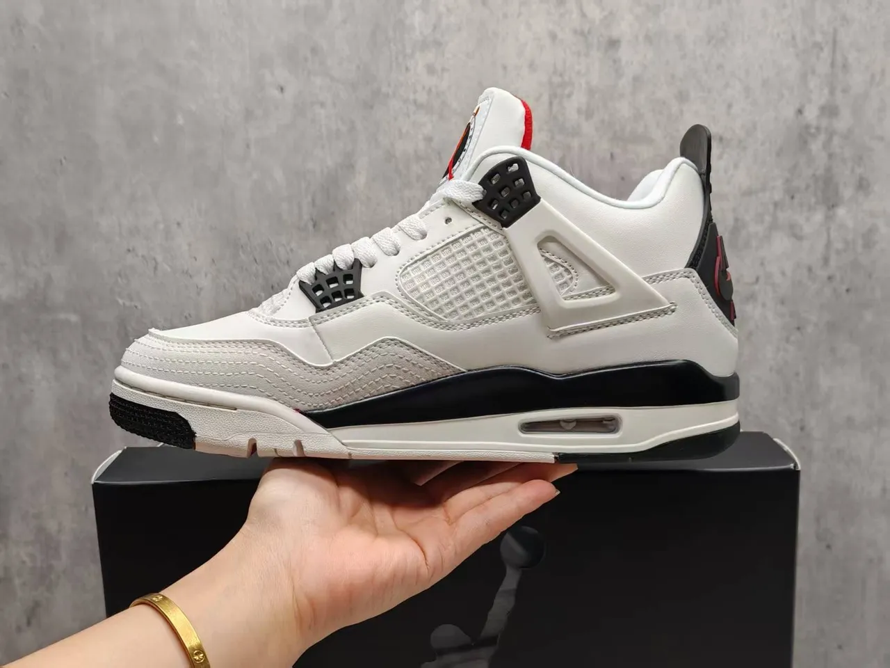 Air Jordan 4 White Black Red Basketball Shoes 3