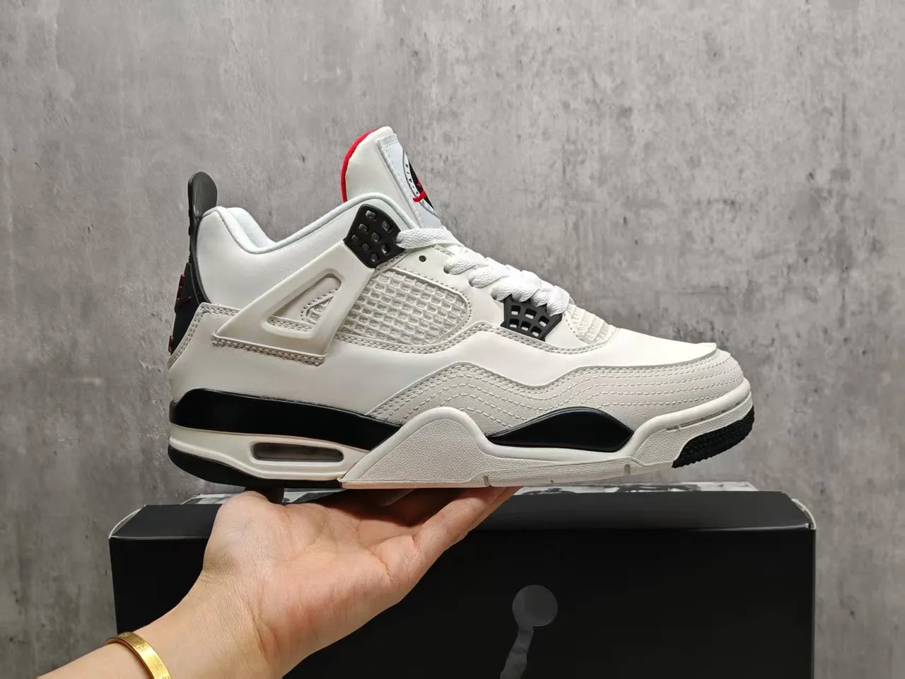Air Jordan 4 White Black Red Basketball Shoes 6