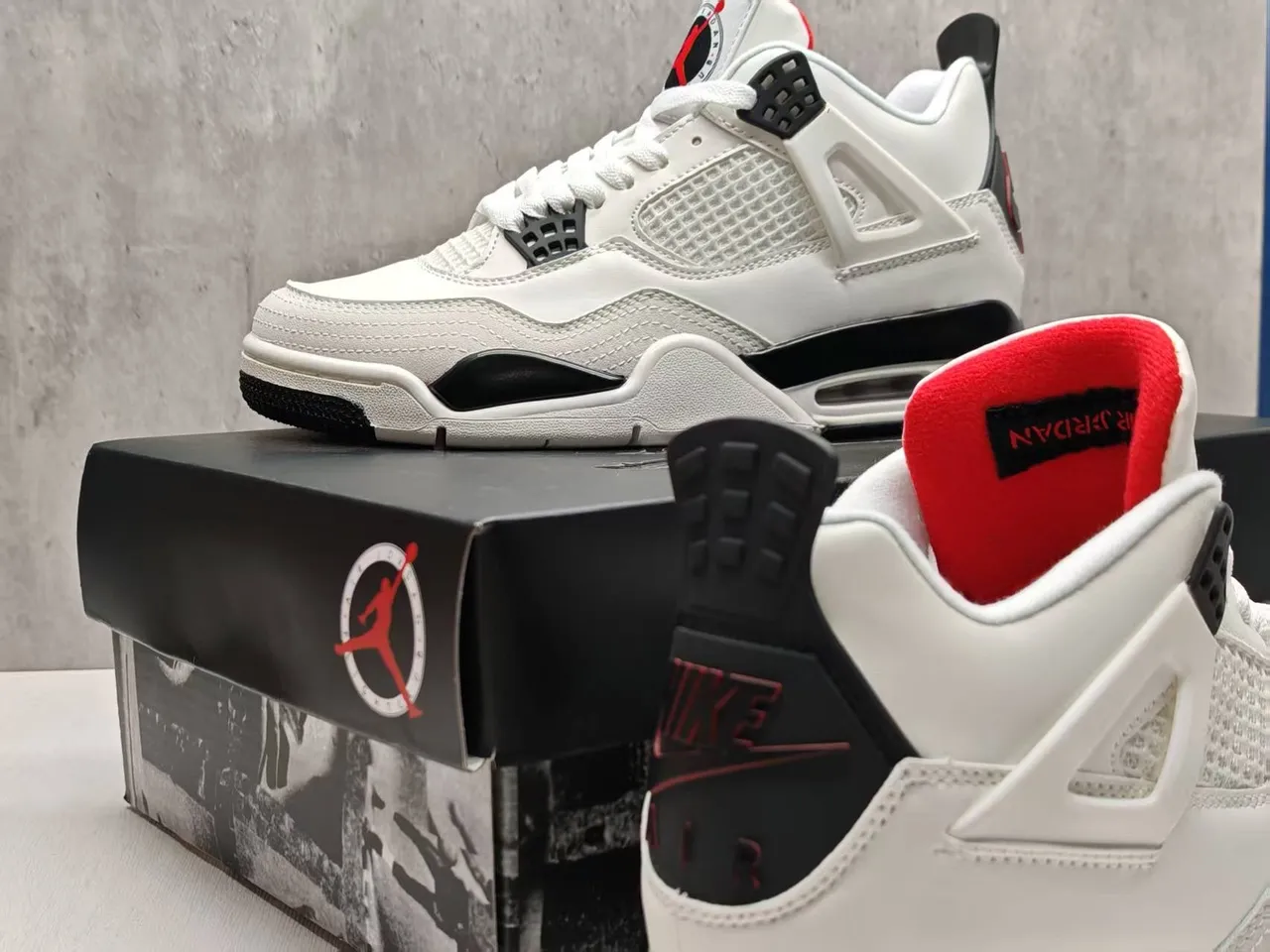 Air Jordan 4 White Black Red Basketball Shoes 8