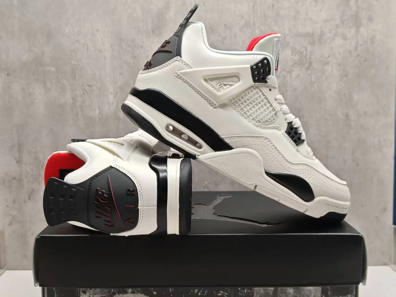 Air Jordan 4 White Black Red Basketball Shoes 9