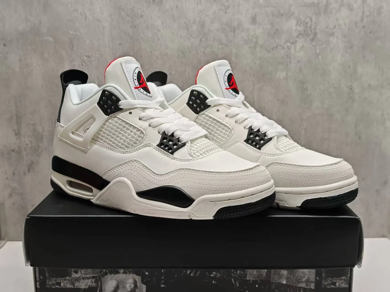 Air Jordan 4 White Black Red Basketball Shoes 10