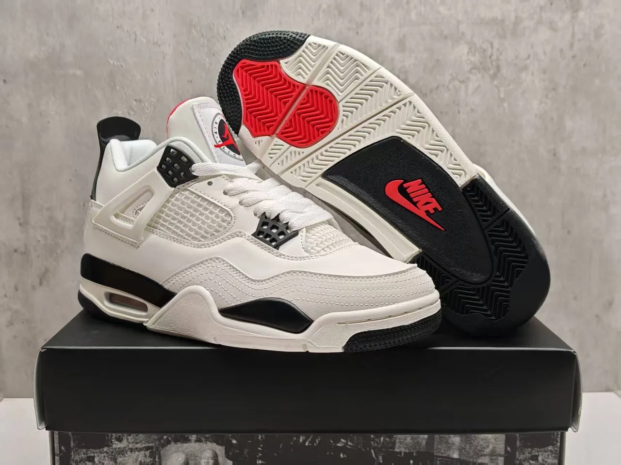 Air Jordan 4 White Black Red Basketball Shoes 11