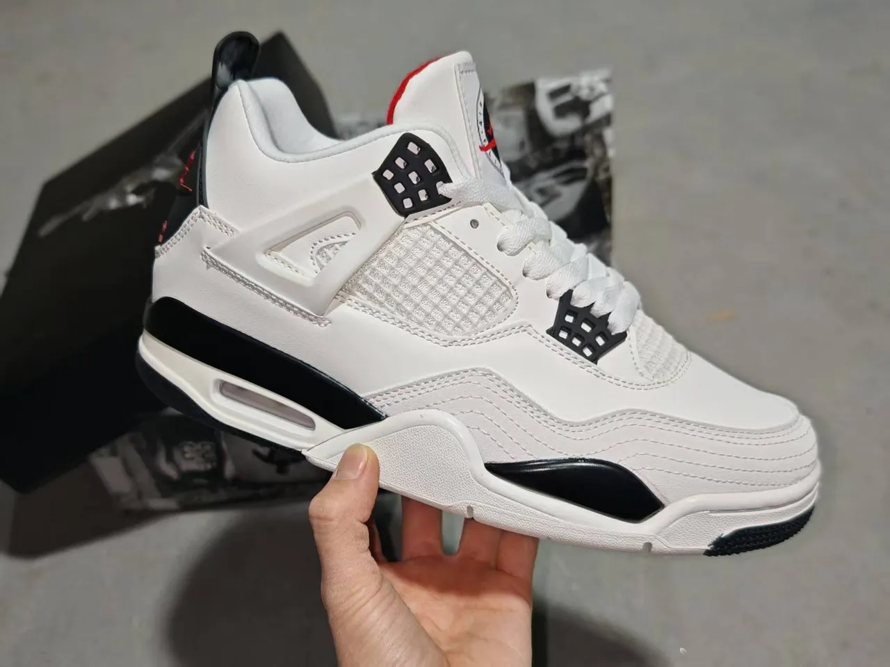 Air Jordan 4 White Black Red Basketball Shoes 13