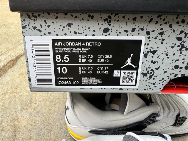 Air Jordan 4 White Black Yellow Basketball Shoes 2