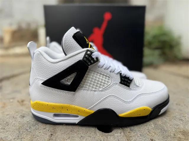 Air Jordan 4 White Black Yellow Basketball Shoes 6