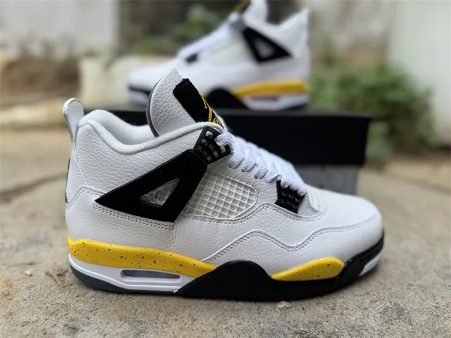 Air Jordan 4 White Black Yellow Basketball Shoes 8