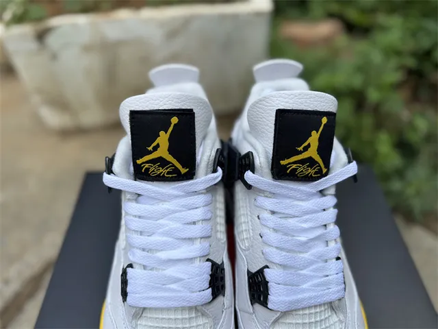 Air Jordan 4 White Black Yellow Basketball Shoes 12