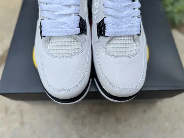 Air Jordan 4 White Black Yellow Basketball Shoes 13