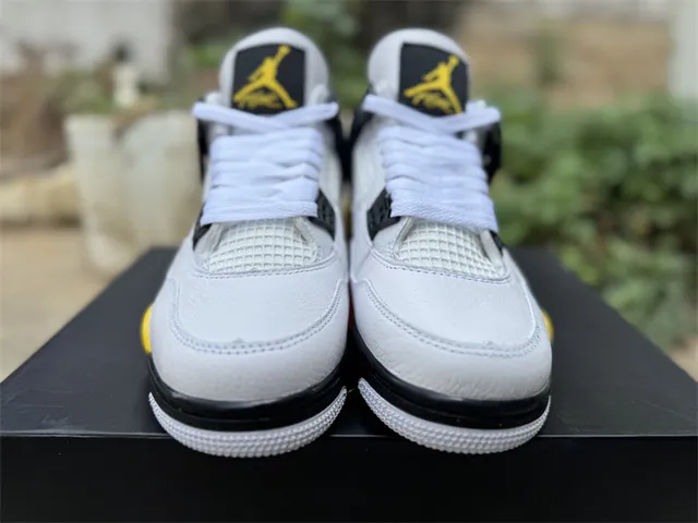 Air Jordan 4 White Black Yellow Basketball Shoes 14