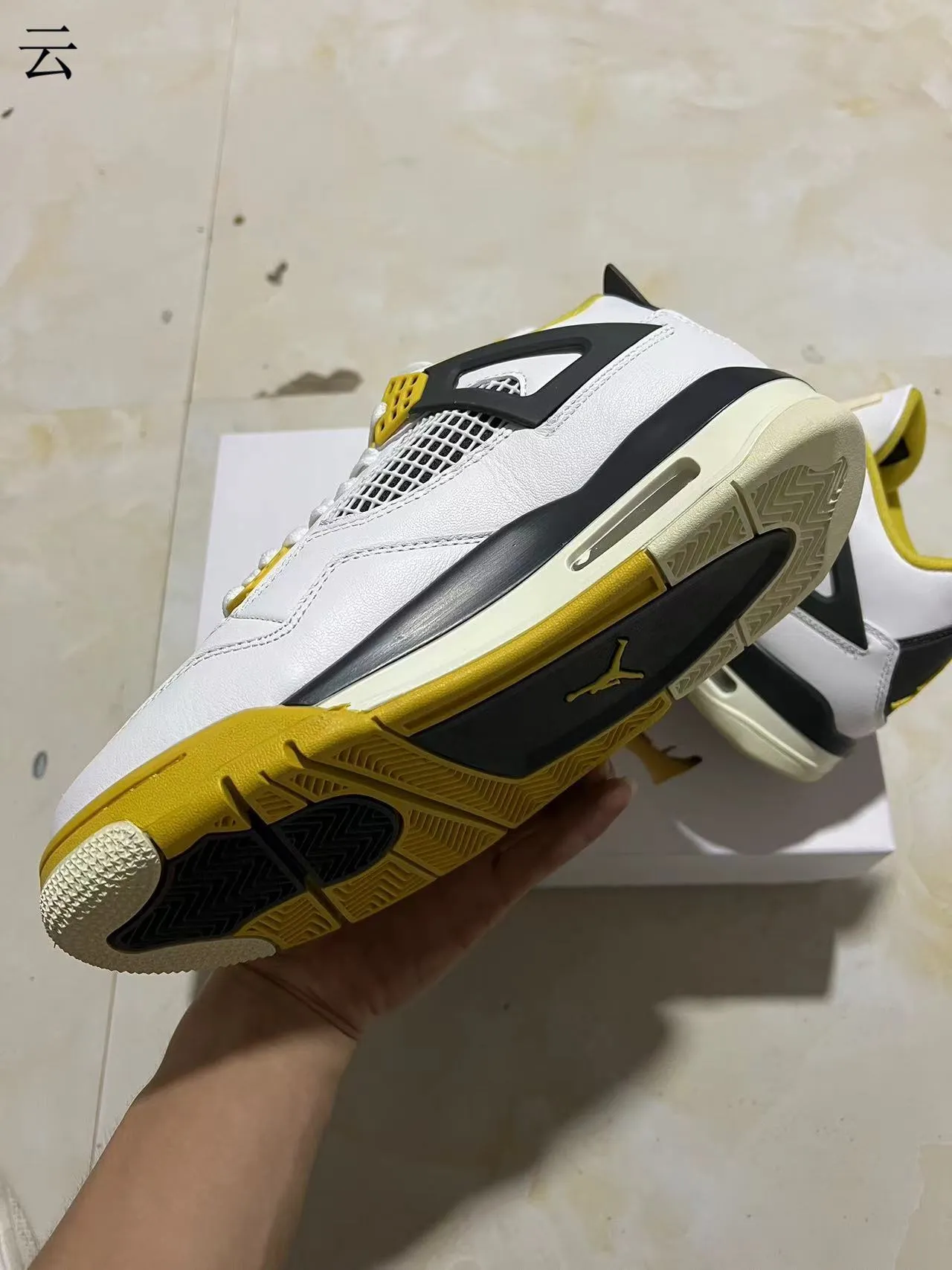 Air Jordan 4 White Black Yellow Basketball Shoes 4