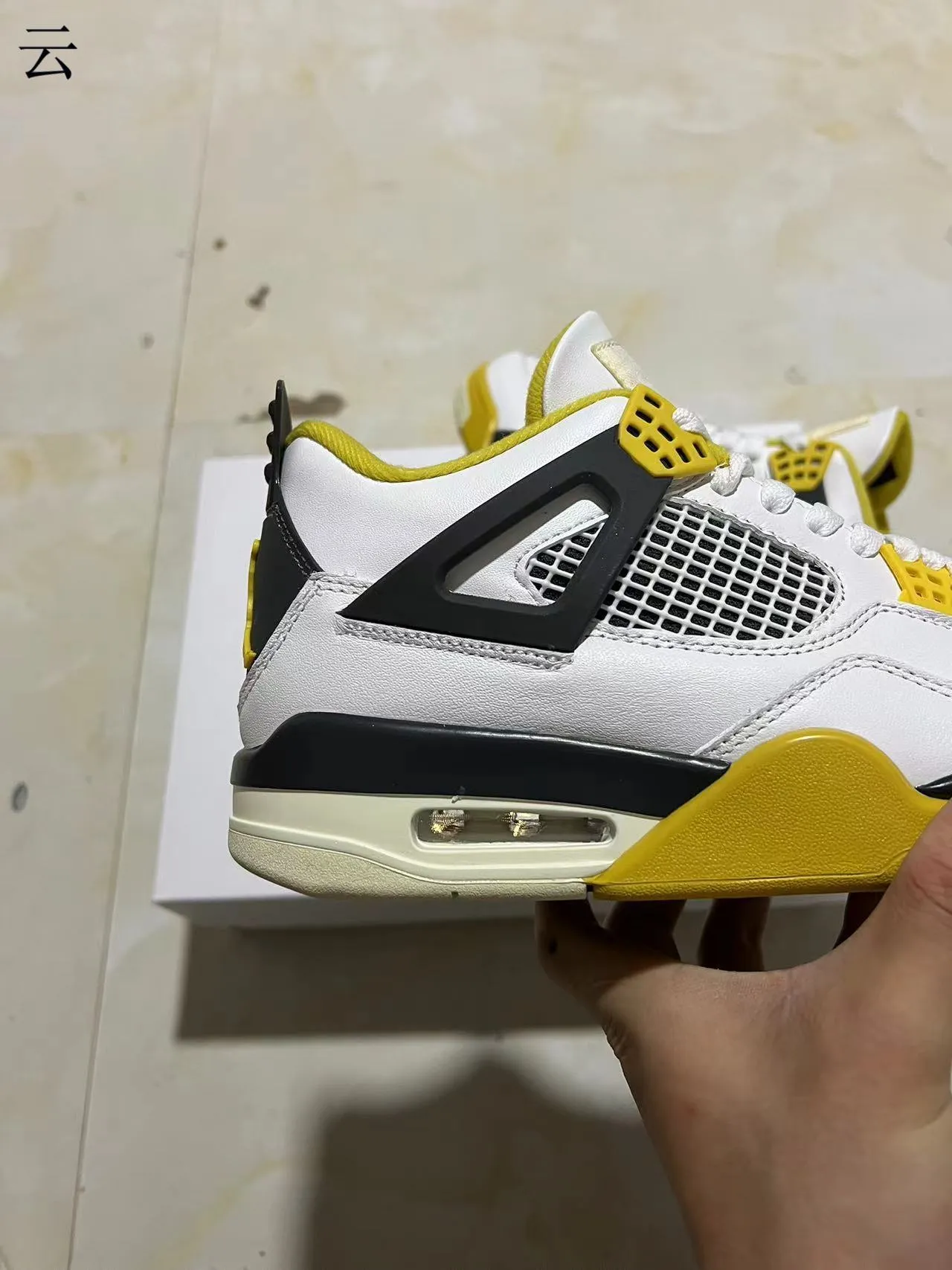 Air Jordan 4 White Black Yellow Basketball Shoes 5
