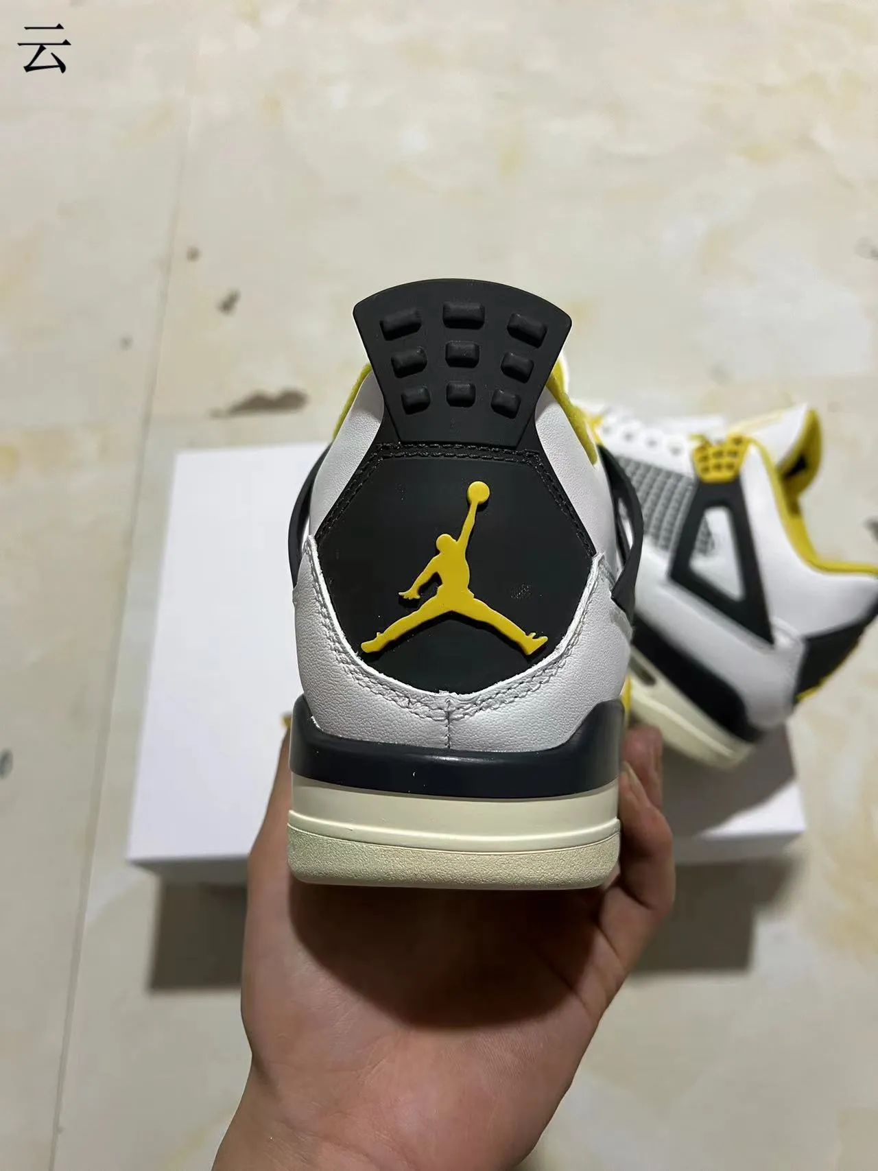 Air Jordan 4 White Black Yellow Basketball Shoes 6