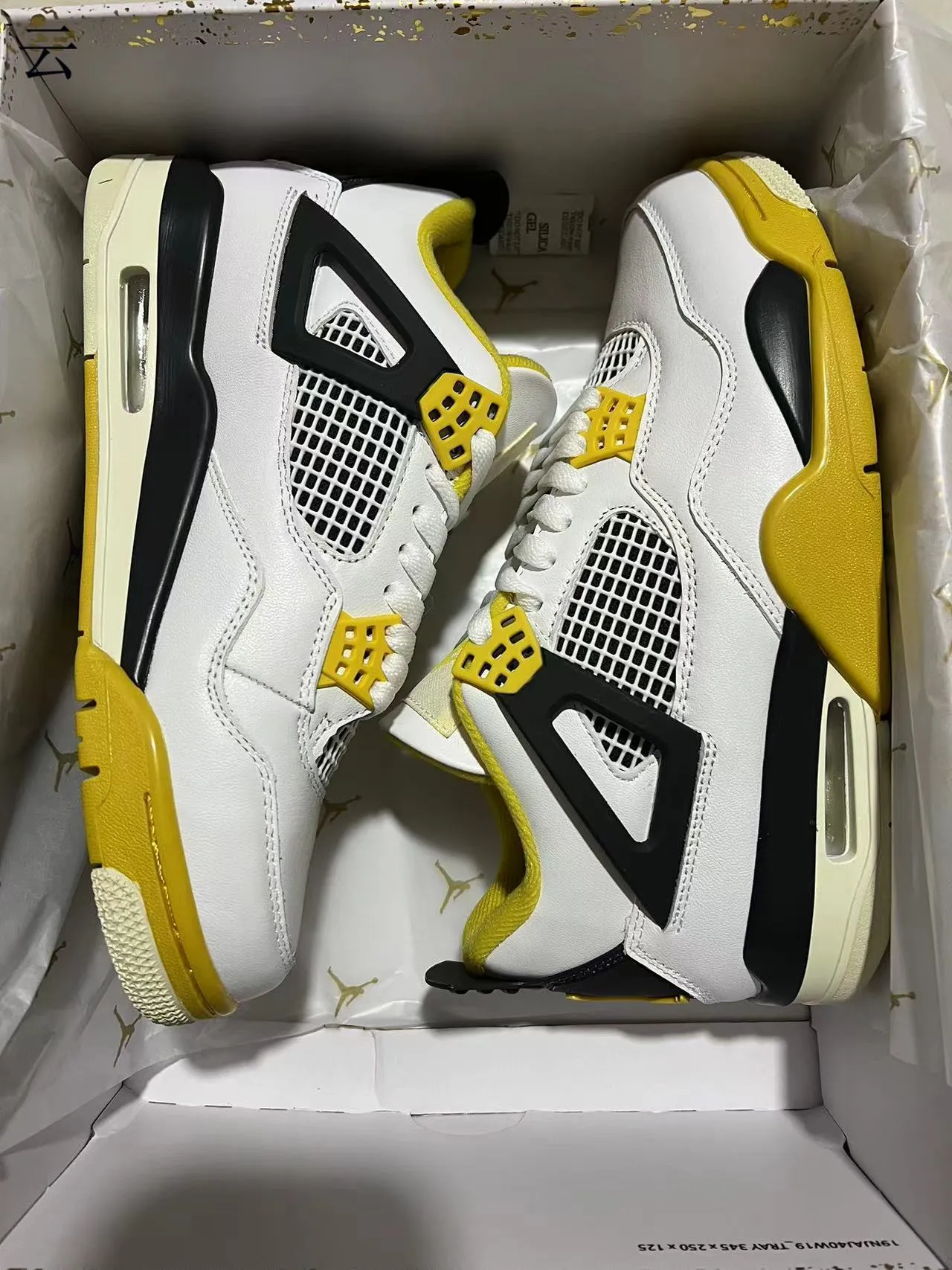 Air Jordan 4 White Black Yellow Basketball Shoes 7
