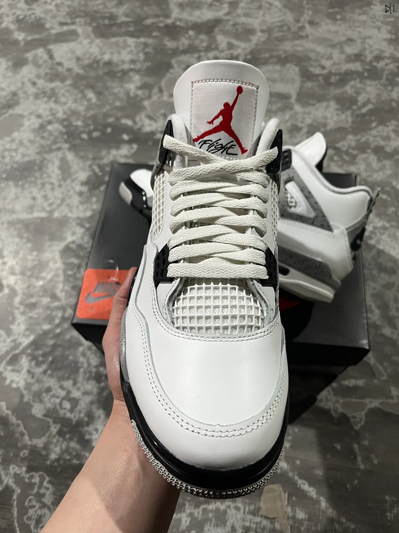 Air Jordan 4 White Cement Speckle Basketball Shoes 5