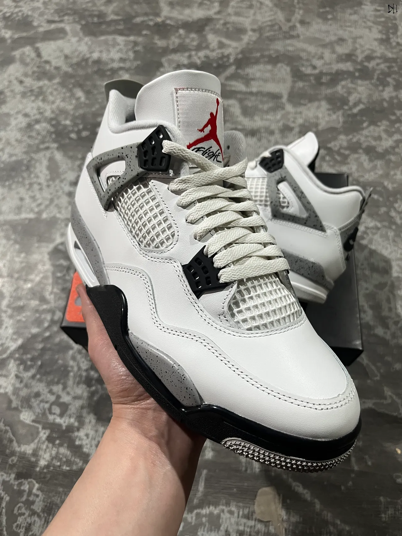 Air Jordan 4 White Cement Speckle Basketball Shoes 6