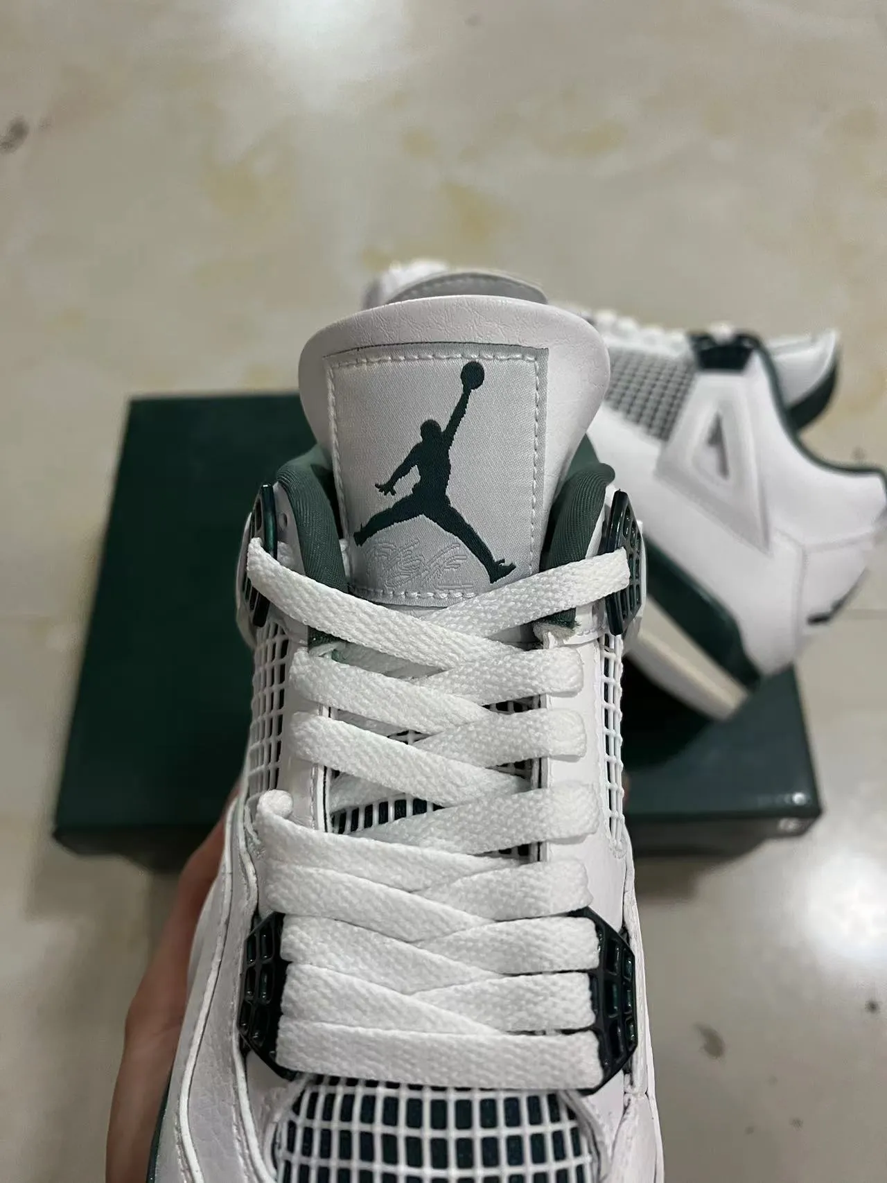 Air Jordan 4 White Dark Green Basketball Shoes 4