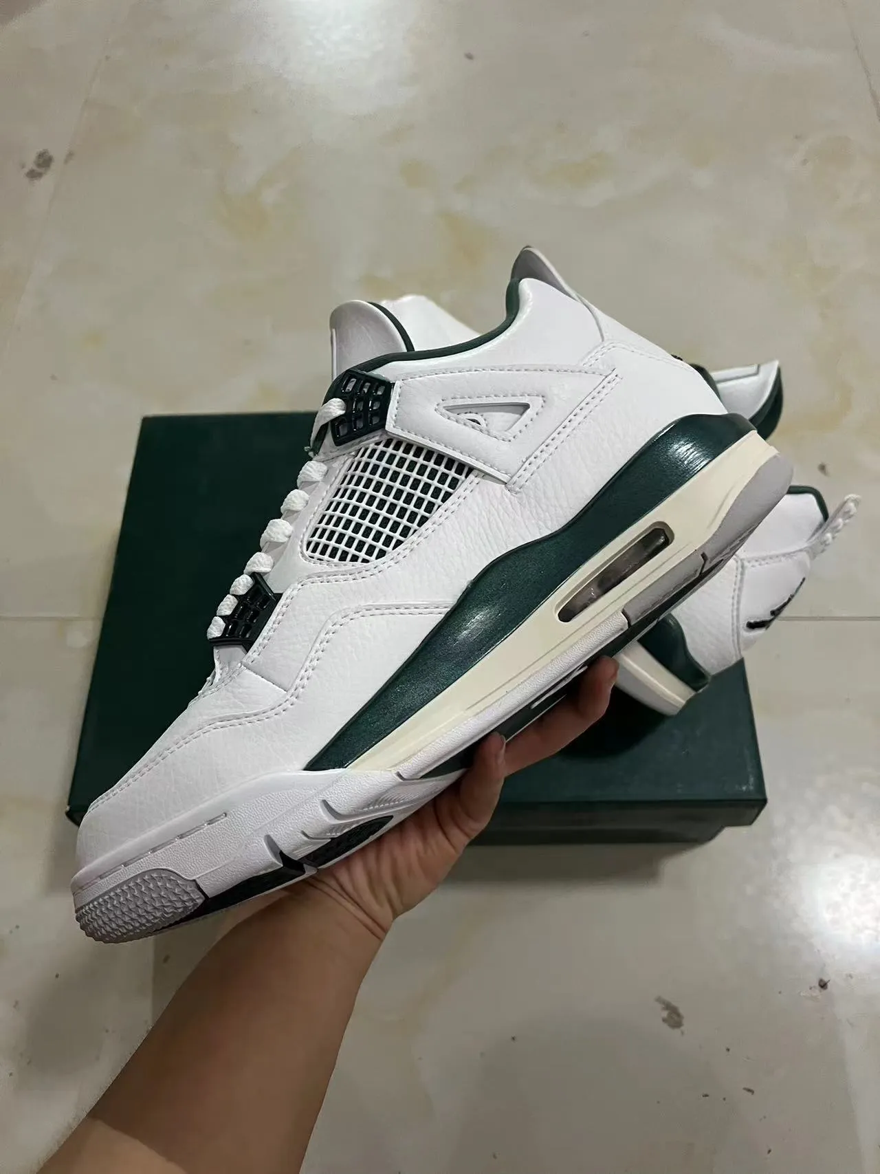 Air Jordan 4 White Dark Green Basketball Shoes 5