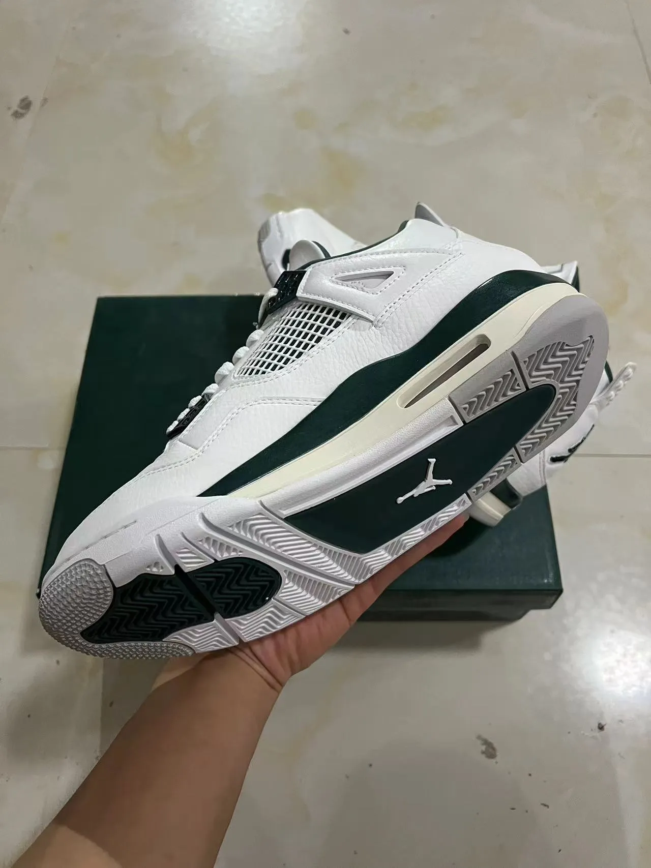 Air Jordan 4 White Dark Green Basketball Shoes 6