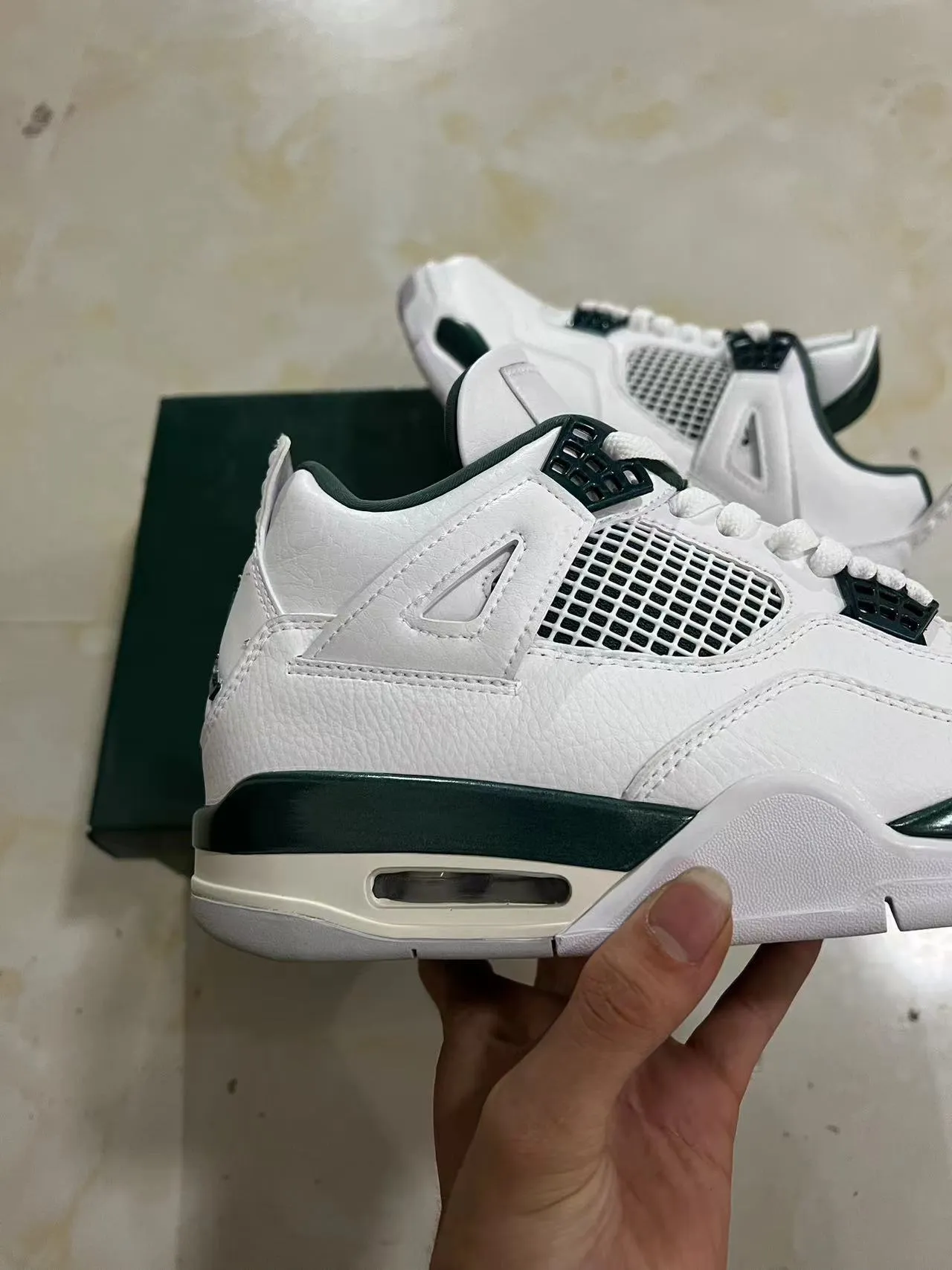 Air Jordan 4 White Dark Green Basketball Shoes 7