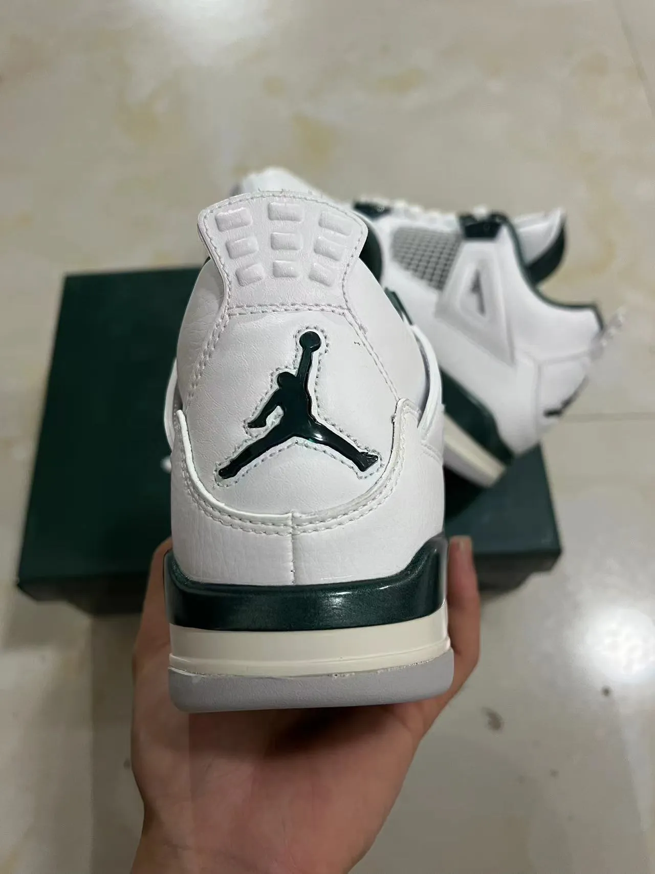 Air Jordan 4 White Dark Green Basketball Shoes 8