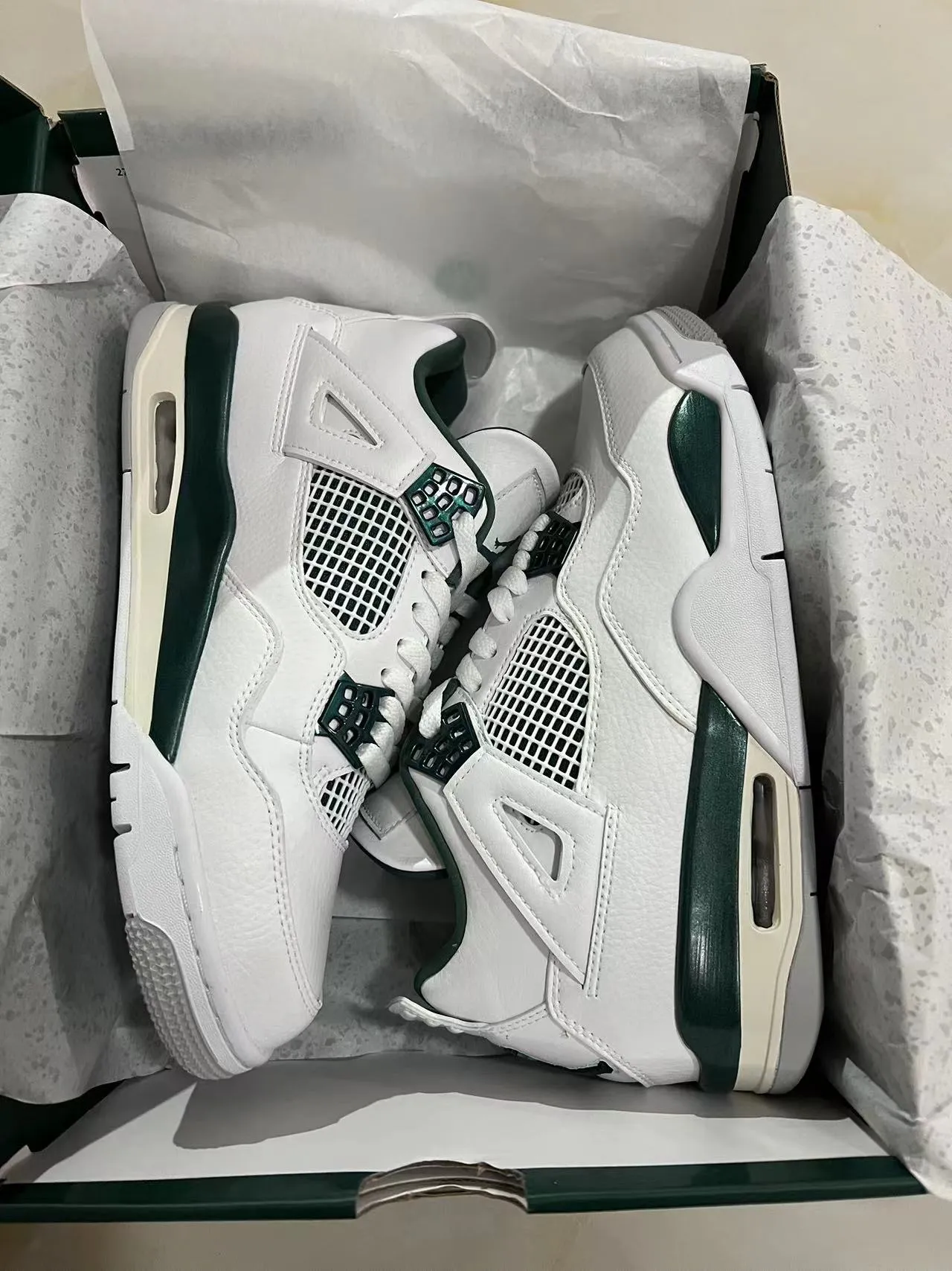 Air Jordan 4 White Dark Green Basketball Shoes 9