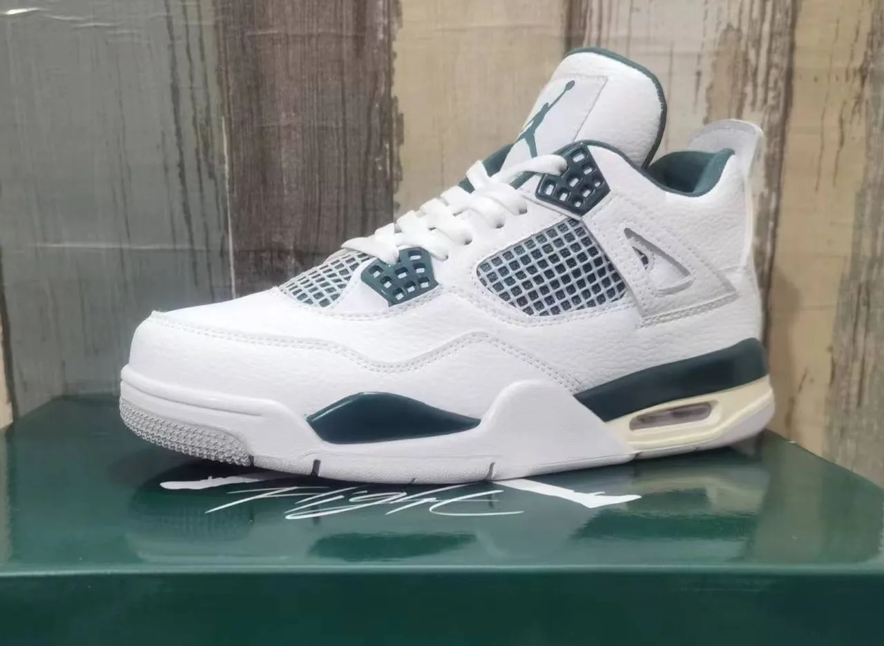 Air Jordan 4 White Dark Teal Basketball Shoes 2