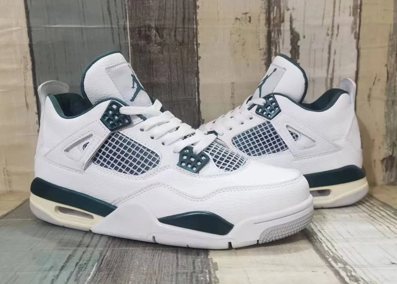 Air Jordan 4 White Dark Teal Basketball Shoes 5