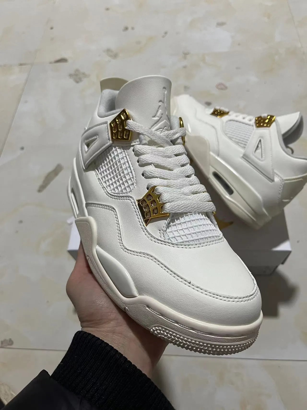 Air Jordan 4 White Gold Basketball Shoes 2