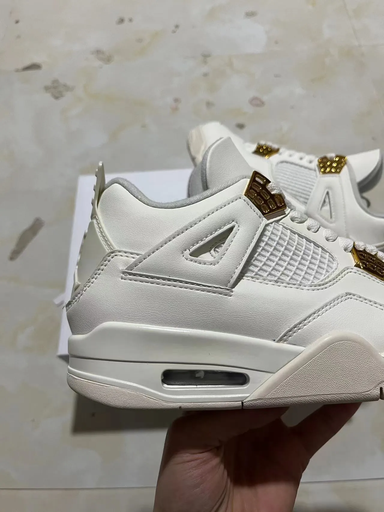 Air Jordan 4 White Gold Basketball Shoes 7