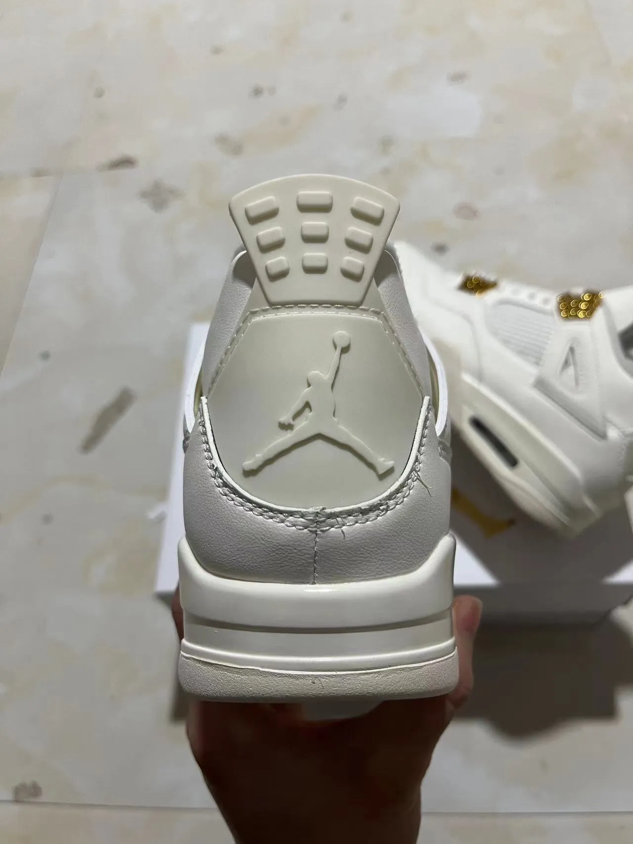 Air Jordan 4 White Gold Basketball Shoes 8