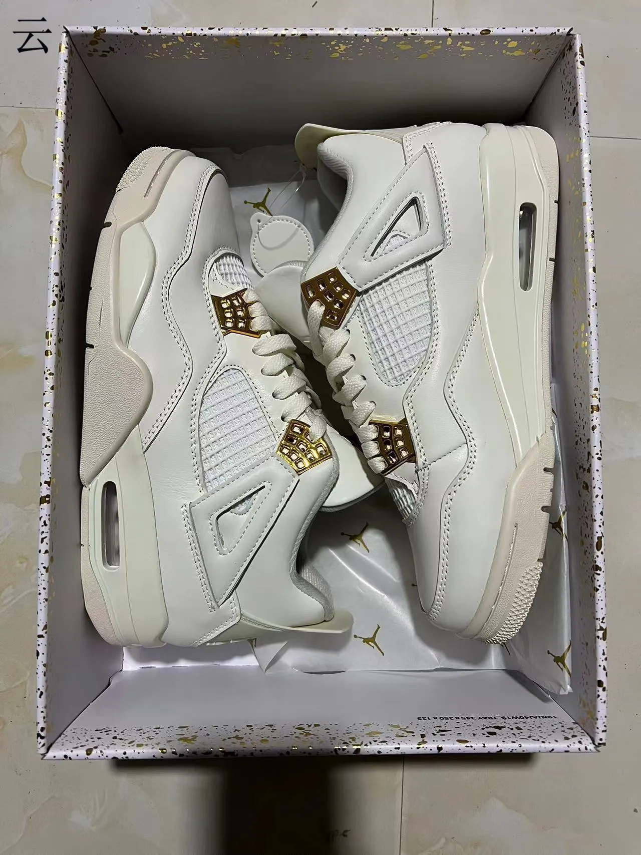 Air Jordan 4 White Gold Lace Lock Basketball Shoes 2