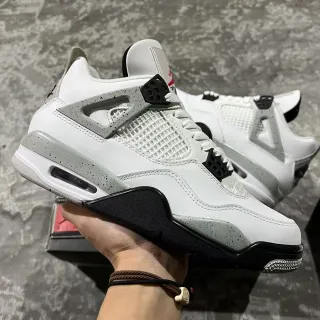Air Jordan 4 White Gray Speckle Basketball Shoes