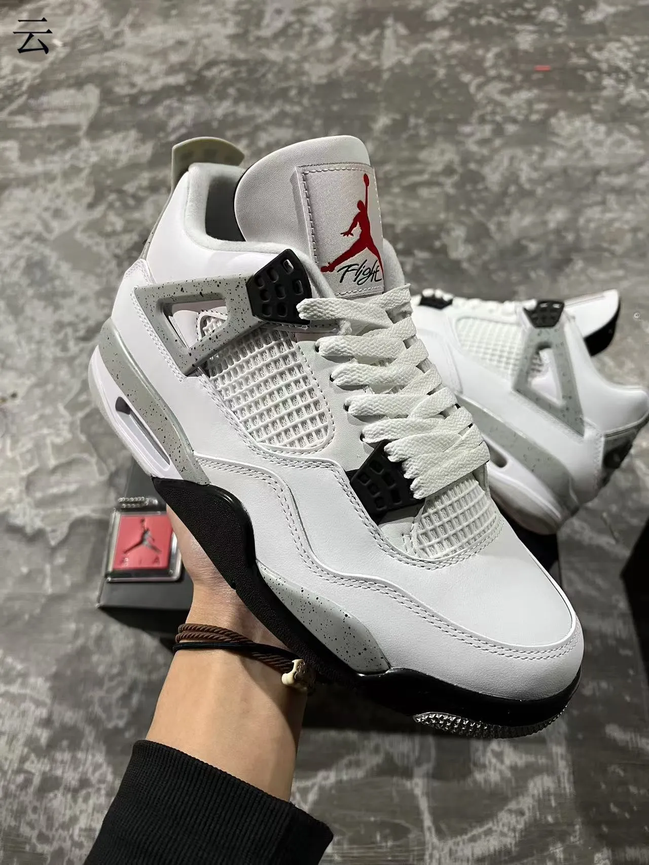 Air Jordan 4 White Gray Speckle Basketball Shoes 2