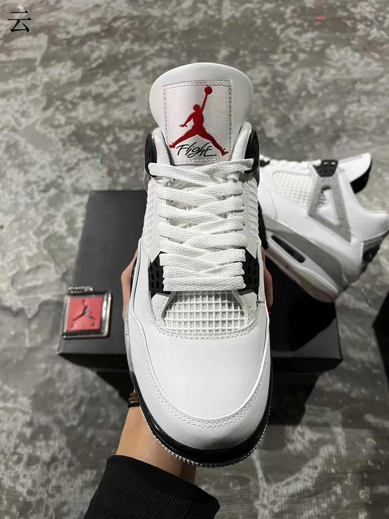 Air Jordan 4 White Gray Speckle Basketball Shoes 3