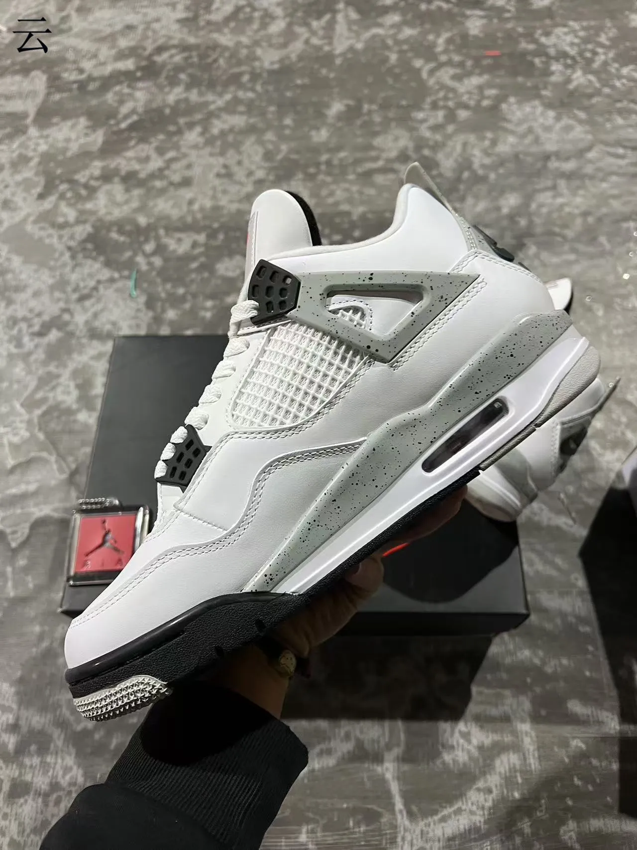 Air Jordan 4 White Gray Speckle Basketball Shoes 5