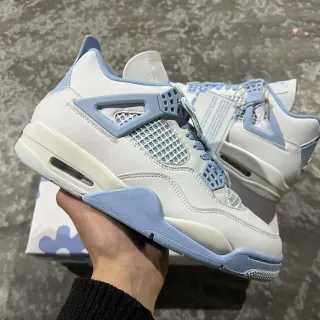 Air Jordan 4 White Light Blue Basketball Shoes