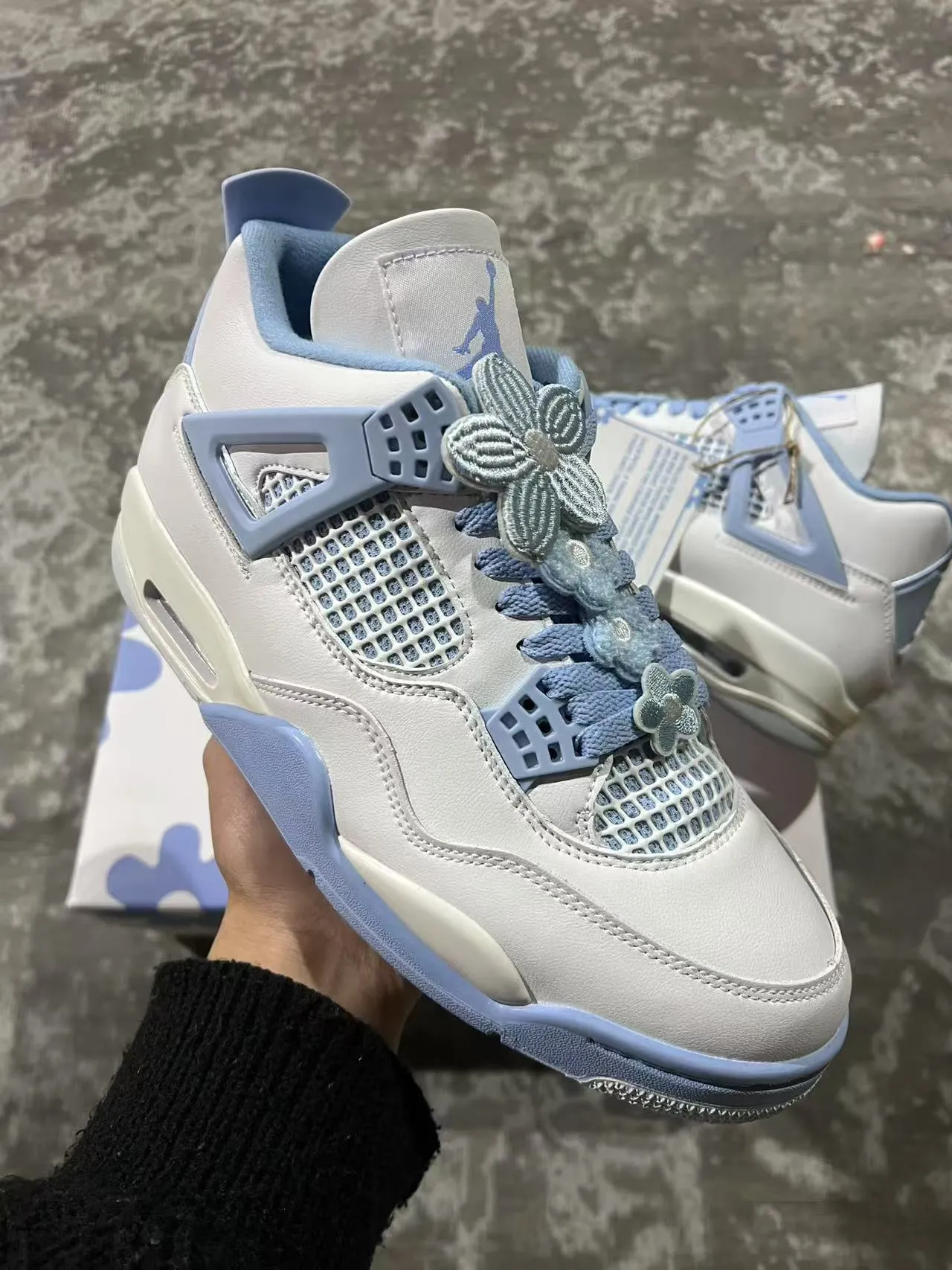 Air Jordan 4 White Light Blue Basketball Shoes 2